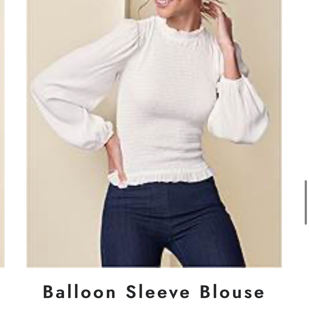 Balloon Sleeve Blouse - White